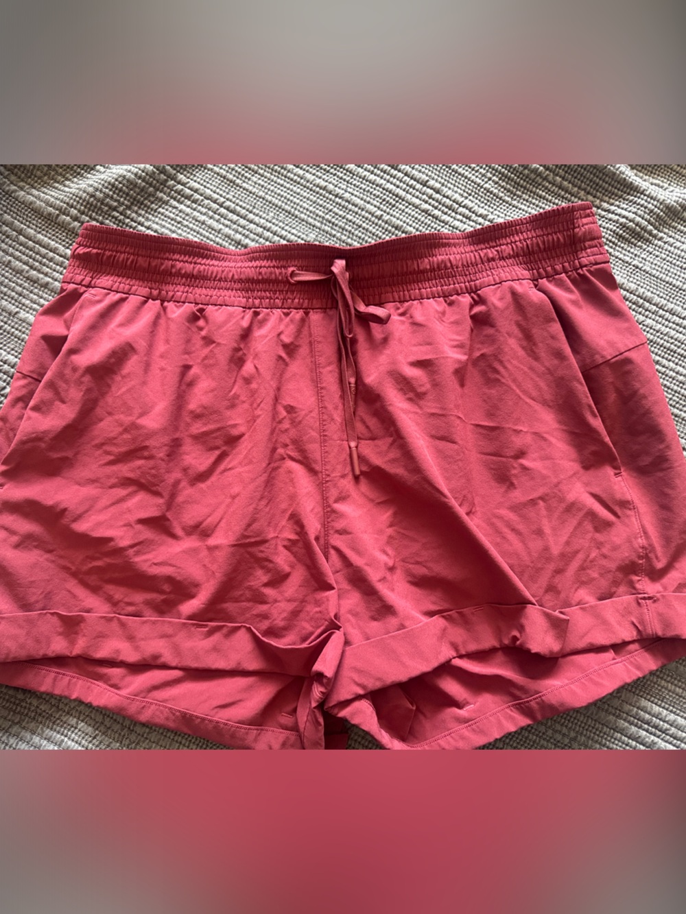 lululemon athletica Coral Pink Drawstring Fitness Shorts
